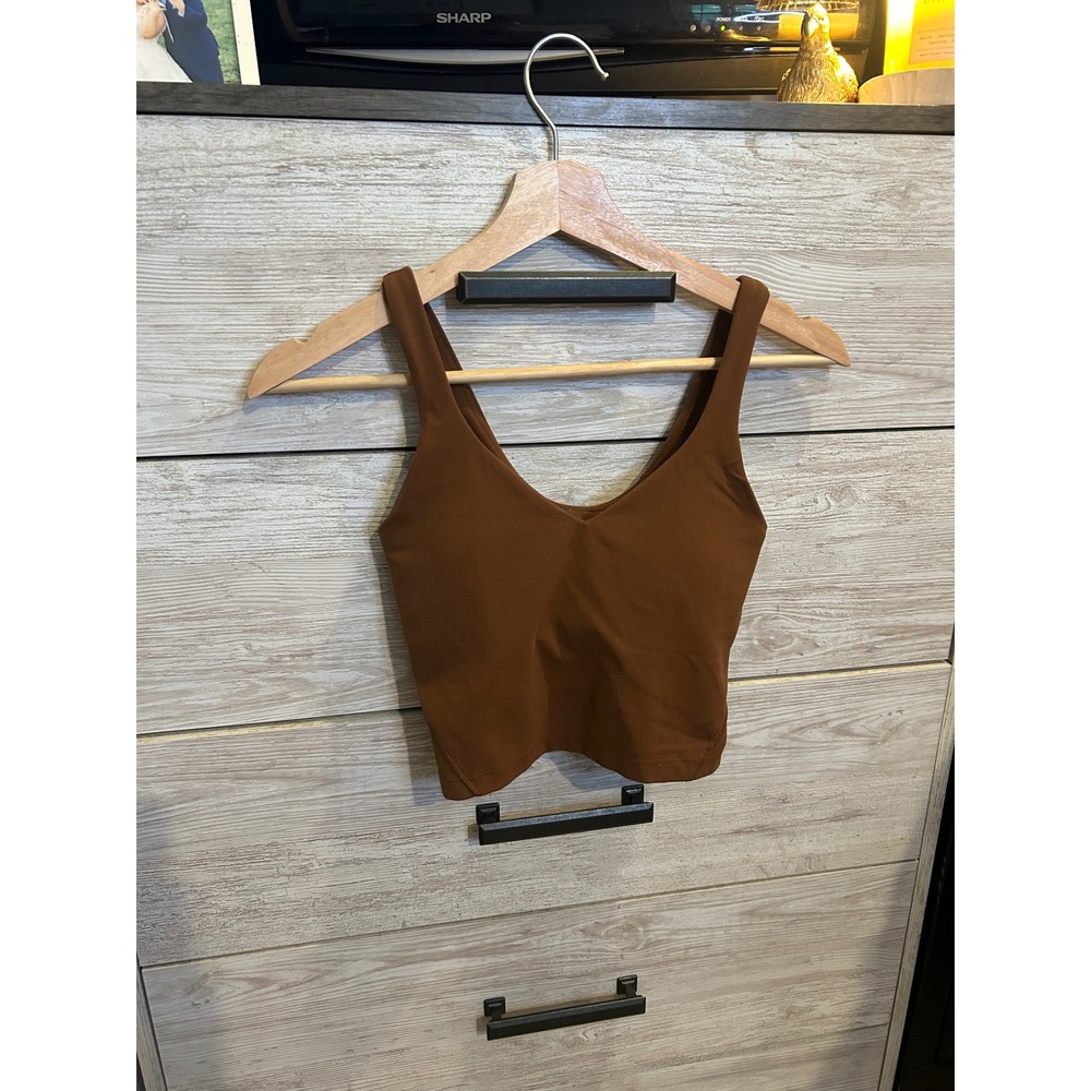 Lululemon Align Tank Top Brown V-Neck Cropped Yoga Bra Size 2 - Picture 2 of 6